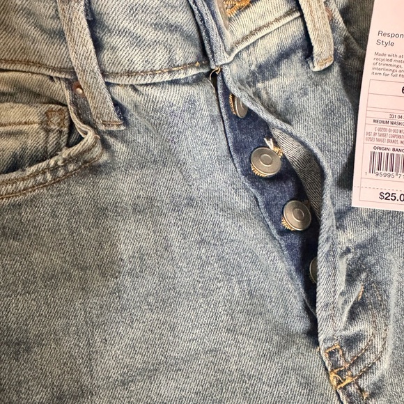 Women's High Rise Distressed Slim Straight Jeans - Wild Fable Medium Wash 6 NWT - Picture 9 of 11